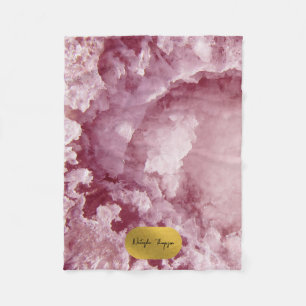 Pink Gold Foil Sea Crystals Signature Script Fleecedecke