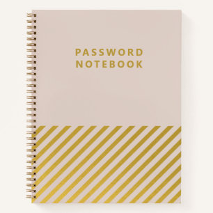 Pink Gold Foil Stripes Feminée Passwort Notebook Notizbuch