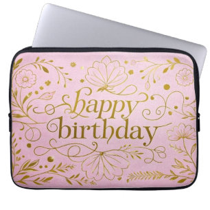 Pink Gold Geburtstag luxuriös elegant extravagant Laptopschutzhülle