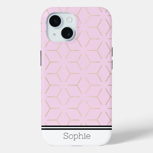 Pink & Gold Geometic Custom Samsung Case-Mate iPhone Hülle (Rückseite)