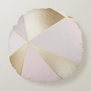 Pink Gold Geometric Rundes Kissen