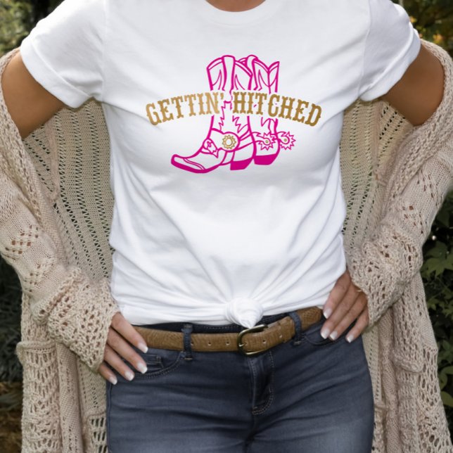 Pink Gold Gettin' Hitched Bridge T - Shirt (Von Creator hochgeladen)
