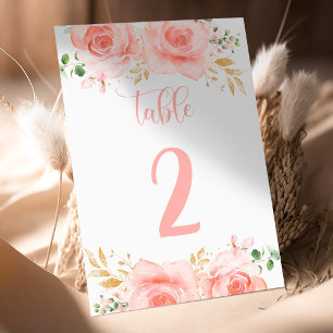 Pink & Gold Girl Baby Dusche Tischnummer