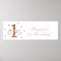Pink & Gold Girls 11. Geburtstag Party Banner
