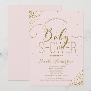 Pink & Gold Glam Glitter-Ecken BABY SHOWER Einladung