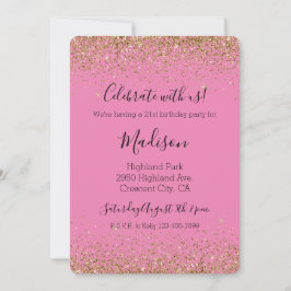 Pink Gold Glam Glitzy Sparkle Glitzer Einladung