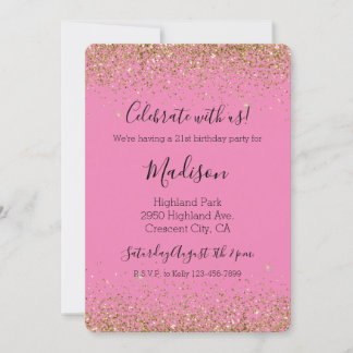 Pink Gold Glam Glitzy Sparkle Glitzer Einladung