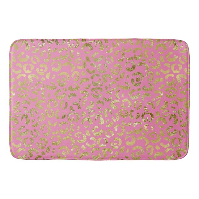 Pink Gold Glam Leopard Badematte (Vorderseite)