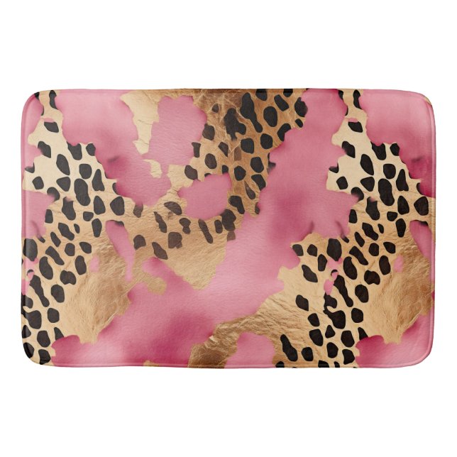 Pink Gold Glam Leopard Badematte (Vorderseite)