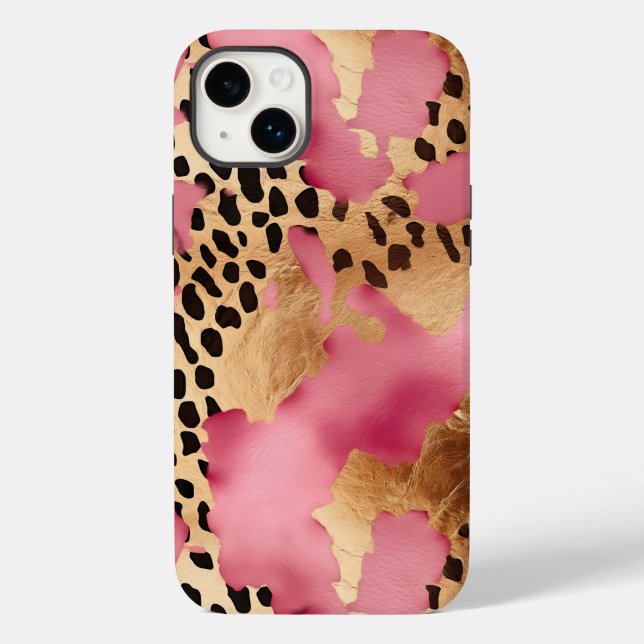 Pink Gold Glam Leopard Case-Mate iPhone Hülle (Rückseite)