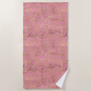 Pink Gold Glam Leopard Strandtuch