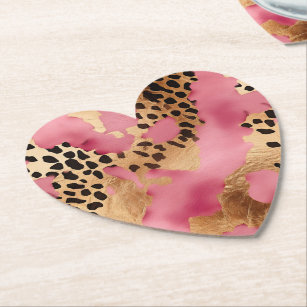 Pink Gold Glam Leopard Untersetzer