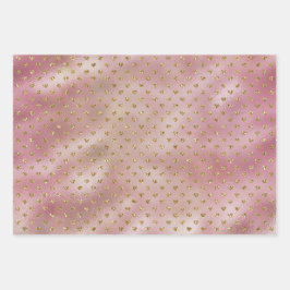 Pink Gold Glam Ombre Gold Glitzer Hearts Geschenkpapier Set