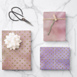 Pink Gold Glam Ombre Gold Glitzer Hearts Geschenkpapier Set
