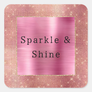 Pink Gold Glam Sparkle Quadratischer Aufkleber