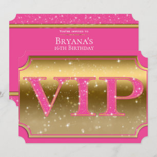 Pink & Gold Glamour VIP-Party-Veranstaltungsticket Einladung