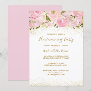 Pink Gold Glanz-Rosen-Haus-Einweihungsparty Einladung