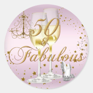 Pink Gold Glitter 50 & Fantastischer Geburtstagsau Runder Aufkleber