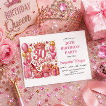 Pink Gold Glitter Funkel Dreißigster Geburtstag Fe