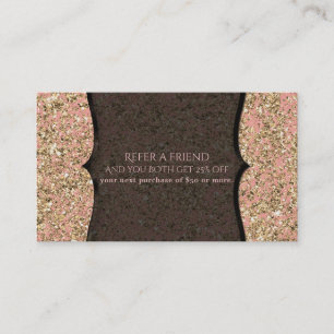 Pink & Gold Glitter Glamour Schwarz Beziehe einen Empfehlungskarte