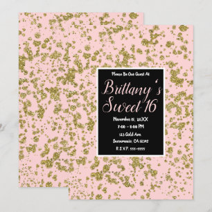 Pink & Gold Glitter Mädchenhaft Glamouröser Modern Einladung
