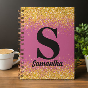 Pink Gold Glitter monogrammiert Notizblock