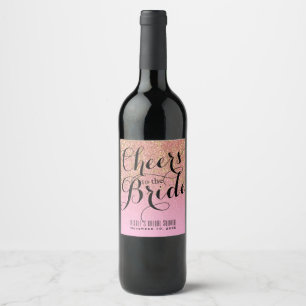 Pink Gold Glitter PROST ZUR BRAUT Bridal Wein Weinetikett