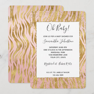 Pink Gold Glitz Funkel Zebra Baby Shower Einladung