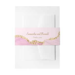 Pink & Gold Glitzer Agate Hochzeit Einladungsbanderole