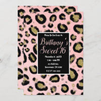 Pink Gold Glitzer & Black Leopard Sweet 16 Party