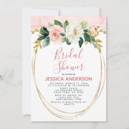 Pink Gold Glitzer Blumenkohl Brautparty Einladung