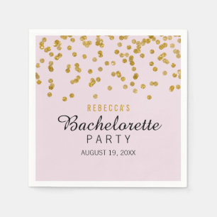 Pink Gold Glitzer Confetti Bachelorette Napkins Serviette