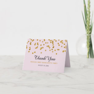 Pink Gold Glitzer Confetti Bachelorette Vielen Dan Dankeskarte