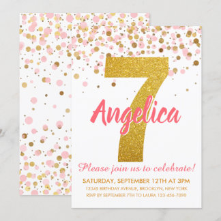 Pink Gold Glitzer Confetti Girl Einladung