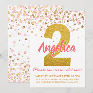 Pink Gold Glitzer Confetti Girl Einladung