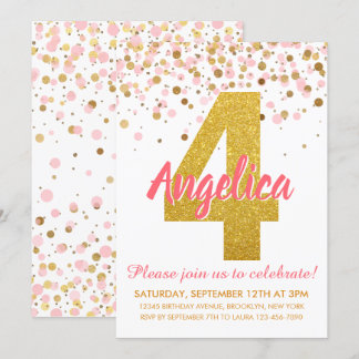 Pink Gold Glitzer Confetti Girl Einladung
