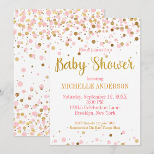 Pink Gold Glitzer Confetti Moderne Babydusche Einladung