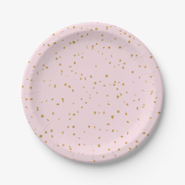 Pink & Gold Glitzer Confetti Paper Teller (Vorderseite)