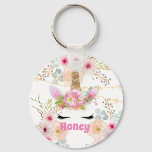 Pink Gold Glitzer Einhorn Face Trendy Girls Gesche Schlüsselanhänger