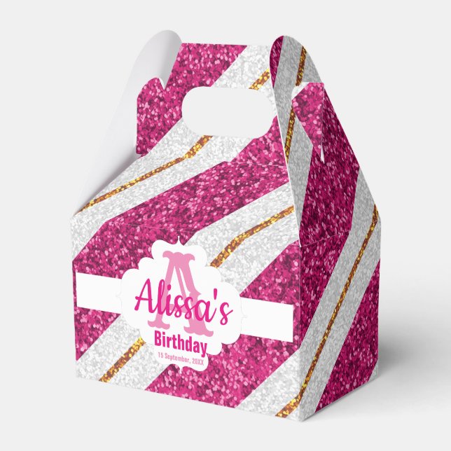 Pink & Gold Glitzer - Gefälligkeitsbox Geschenkschachtel (Vorderseite)
