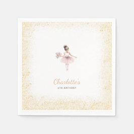 Pink Gold Glitzer Girl Ballett Thema Geburtstag Serviette