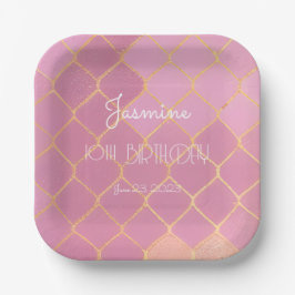 Pink Gold Glitzer Girl's Birthday Pappteller