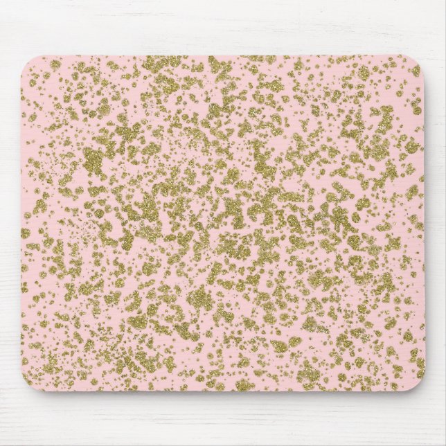 Pink & Gold Glitzer Girly Glam Moderner Spritzer Mousepad (Vorne)