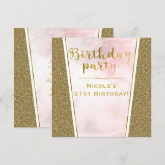 Pink Gold Glitzer Glam Sparkle Geburtstagsparty Einladung