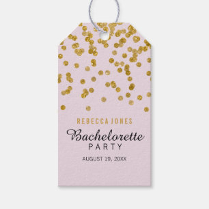 Pink Gold Glitzer Konfetti Bachelorette Gift Tags Geschenkanhänger