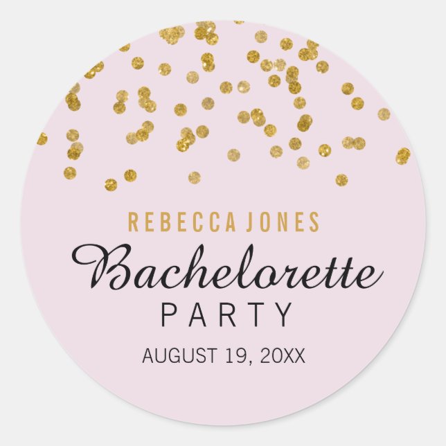 Pink Gold Glitzer Konfetti Bachelorette Sticker (Vorderseite)