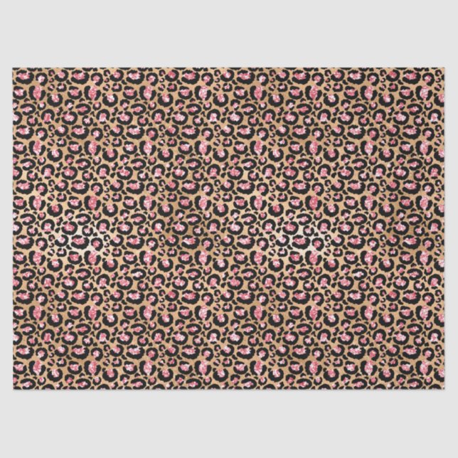 Pink Gold Glitzer Leopard Animal Print  Seidenpapier (Vorderseite)