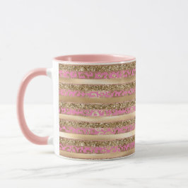 Pink Gold Glitzer Leopard Druckstreifen Tasse