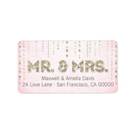 Pink & Gold Glitzer Look Mr. & Mrs Labels Adressaufkleber
