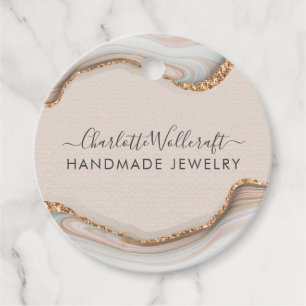 Pink Gold Glitzer Marble Agate Handmade Juwelier C Geschenkanhänger